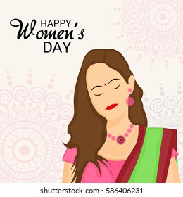 Vector illustration of a  greeting card or poster design for Happy Womens Day.
