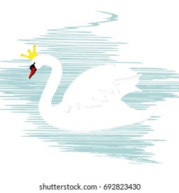 Vector illustration greeting card, poster with beautiful swan.  Swan queen.