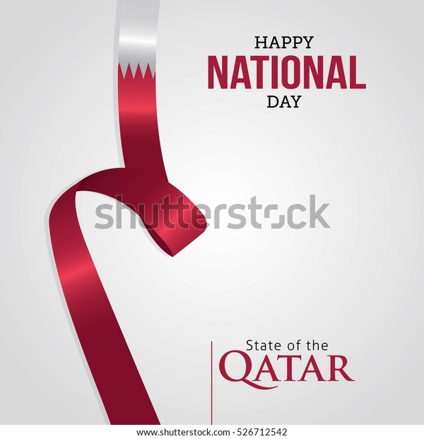 Vector Illustration Greeting Card Qatar Flag Stock Vector (Royalty Free