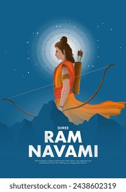 Vector illustration of Greeting card for Ram Navami , a Hindu festival celebrated of Lord Ram, background, greeting card , poster, banner design