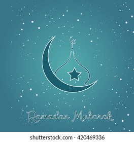 Vector illustration or greeting card for Ramadan Kareem.
