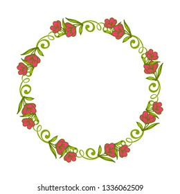 Vector illustration greeting card with red flower frames blooms hand drawn