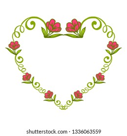 Vector illustration greeting card with red flower frames blooms hand drawn