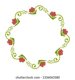 Vector illustration greeting card with red flower frames blooms hand drawn