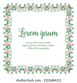 Vector illustration greeting card romantic with rose floral frame hand drawn