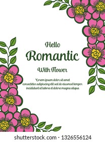 Vector illustration greeting card romantic with orange floral frame hand drawn