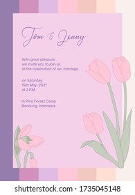 Ilustración vectorial La tarjeta de felicitación con una flor rosa romántica se puede usar como tarjeta de invitación para boda, cumpleaños y otras vacaciones.