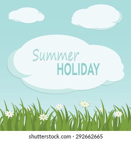 Vector illustration of greeting card with summer holiday