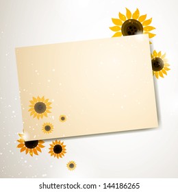 Vector Illustration of a Greeting Card with Sunflowers