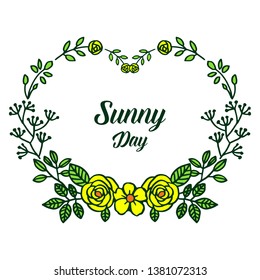 Vector illustration greeting card sunny day with flower frame hand drawn