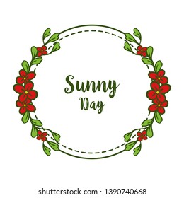 Vector illustration greeting card sunny day for ornate of flower frame