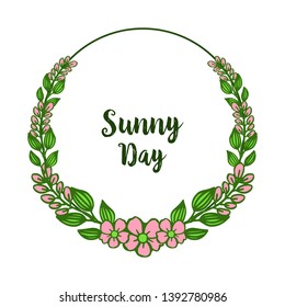 Vector illustration greeting card sunny day with leaf flower frame style