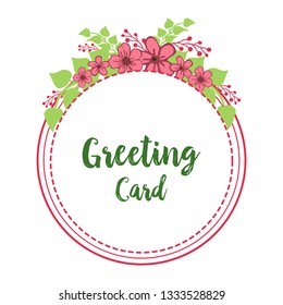 Vector illustration greeting card template with floral frame white backdrop