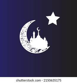 Vector Illustration of a Greeting card template for Muslim Community Festival Eid-ul-fitr with Moon.