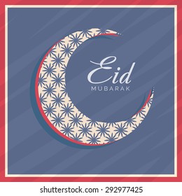 Vector illustration of a greeting card template for 'Eid Mubarak'.