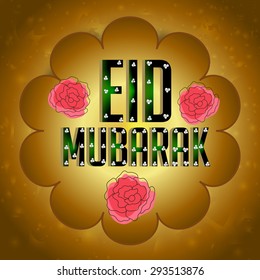 Vector Illustration greeting card template- 'Eid Mubarak'