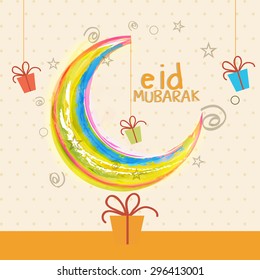 Vector illustration greeting card template- 'Eid Mubarak'