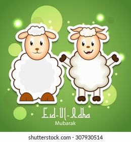 Vector Illustration of a Greeting card template for Muslim Community Festival  Eid-Ul-Adha with sheep. 