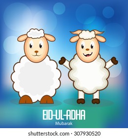 Vector Illustration of a Greeting card template for Muslim Community Festival  Eid-Ul-Adha with sheep. 