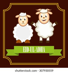 Vector Illustration of a Greeting card template for Muslim Community Festival  Eid-Ul-Adha with sheep. 