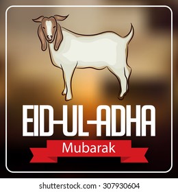 Vector Illustration of a Greeting card template for Muslim Community Festival  Eid-Ul-Adha with sheep. 