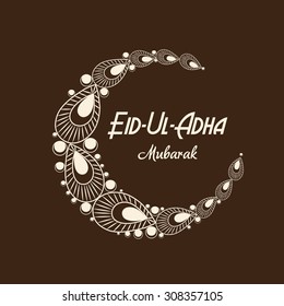 Vector Illustration of a Greeting card template for Muslim Community Festival Eid-Ul-Adha with Moon.