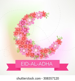 Vector Illustration of a Greeting card template for Muslim Community Festival Eid-Ul-Adha with Moon.