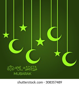 Vector Illustration of a Greeting card template for Muslim Community Festival Eid-Ul-Adha with Moon.