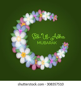 Vector Illustration of a Greeting card template for Muslim Community Festival Eid-Ul-Adha with Moon.