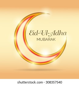 Vector Illustration of a Greeting card template for Muslim Community Festival Eid-Ul-Adha with Moon.