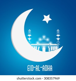 Vector Illustration of a Greeting card template for Muslim Community Festival Eid-Ul-Adha with Moon.