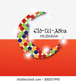Vector Illustration of a Greeting card template for Muslim Community Festival Eid-Ul-Adha with Moon.