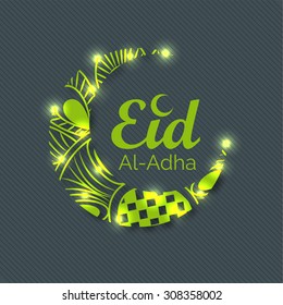 Vector Illustration of a Greeting card template for Muslim Community Festival Eid-Ul-Adha with Moon.