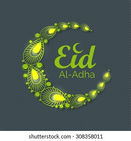 Vector Illustration of a Greeting card template for Muslim Community Festival Eid-Ul-Adha with Moon.