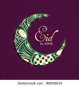 Vector Illustration of a Greeting card template for Muslim Community Festival Eid-Ul-Adha with Moon.