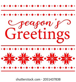 Vector illustration of Season’s Greeting card with traditional ugly sweater pattern isolated on white background. Winter poster, quote for print, Xmas greeting card, door sign, home decoration, pillow