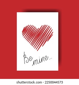 Vector illustration. Greeting card for Valentine's Day. Colorful background in cartoon style, consisting of hand-drawn symbols of February 14th. The concept of love, falling in love, passion.