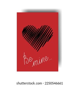 Vector illustration. Greeting card for Valentine's Day. Colorful background in cartoon style, consisting of hand-drawn symbols of February 14th. The concept of love, falling in love, passion.
