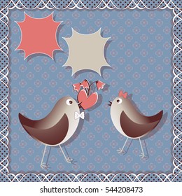 Vector illustration. Greeting Card Valentine's Day. Birds heart
