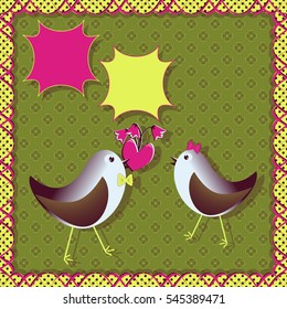 Vector illustration. Greeting Card Valentine's Day. Birds heart