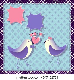 Vector illustration. Greeting Card Valentine's Day. Birds heart