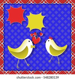 Vector illustration. Greeting Card Valentine's Day. Birds heart