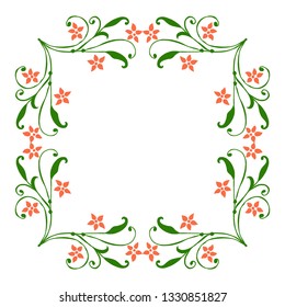 Vector illustration greeting card with various style orange wreath frame hand drawn