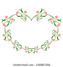 Vector illustration greeting card with various style orange wreath frame hand drawn