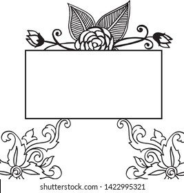 Vector illustration greeting card with various pattern flower frame
