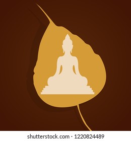 Vector illustration greeting card for Vesak day with  buddha silhouette.
