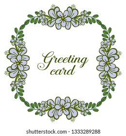 Vector illustration greeting card writing with purple flower frame hand drawn