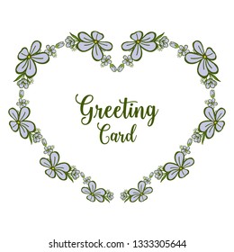 Vector illustration greeting card writing with purple flower frame hand drawn
