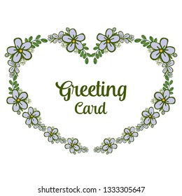 Vector illustration greeting card writing with purple flower frame hand drawn