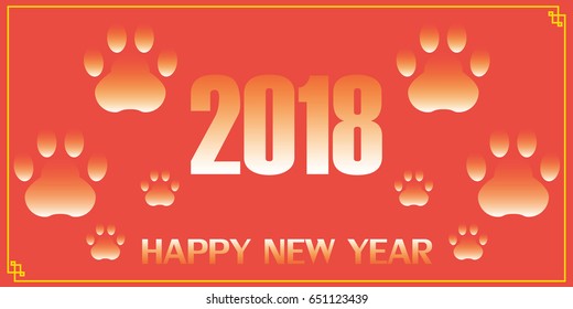 Vector illustration of a greeting card. Year of the dog. Design of the calendar page. New Year 2018